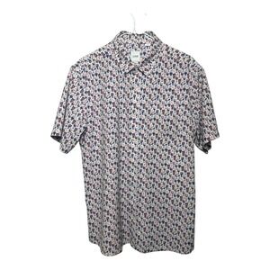 Rowm Men's Short Sleeve Button Down Shirt Cocktail Print Multicolor Size L